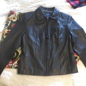 Dark brown lambskin leather jacket